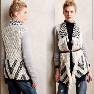 Anthropologie Moth Amba fringed cardigan sweater small